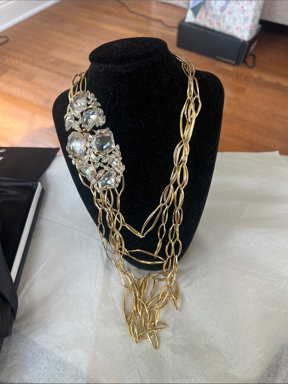 Alexis Bittar Gold-tone Multi-Strand Crystal Cluster Necklace